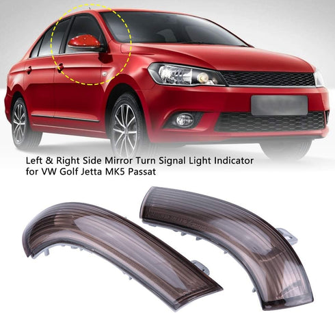 Estink Side Mirror Lamp, Pair of Left & Right Car Side Mirror Turn Signal Light Indicator 1K09491011K0949102 Replacement Door Side View Mirror Turn Signal Light Fit for VW Jetta MK5 by Estink