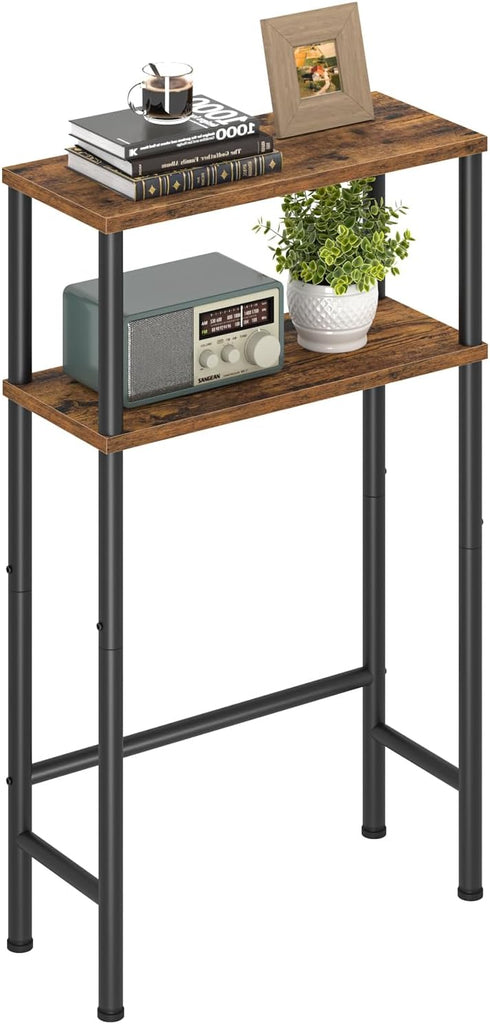 Asgolion Narrow Console Table, 15.7" Small Entryway Table, 2-Tier Sofa Table with