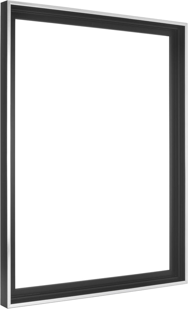 MCS Floating Canvas Frame, Art Frames for Canvas Paintings with Adhesive Fasteners, 18 x 24 Inch Black and Silver Finish