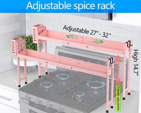 27 32 Inches Countertop Horynar Over Stove Shelf Stove Top Organizer Shelf for Kitchen with Extra Basket and Hooks