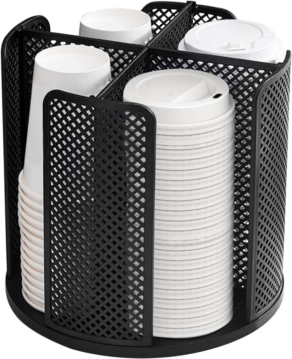 Rotating Cup and Lid Organizer, Coffee Cup Dispenser for Bathroom, Restaurant, Break Room, Kitchen Cabinet, 4