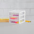 Sterilite Clearview Plastic Multipurpose Small 3 Drawer Desktop Storage Unit, White, 6 Pack