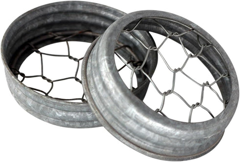 Galvanized Metal Flower Organizer Frog Lid - 3 Pack for Mason Jars (Regular Mouth)