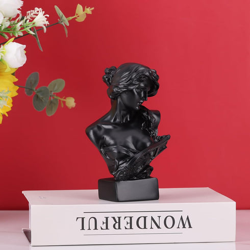 LCCCK 6" H Black Greek Mythology Bust Statue, Resin Aphrodite Sculpture for Coquette Room Decor