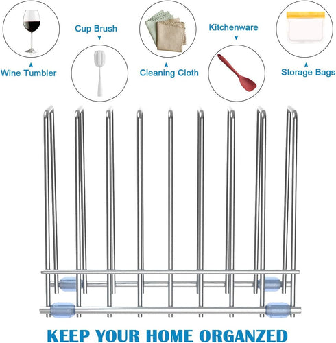 IDEATECH Bags Rack, Stainless Steel Drying Rack for Bags, Desktop Storage Organizer, Kitchen Storage (Silver)