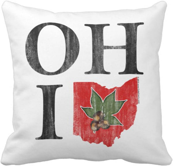 Emvency Vintage Red Buckeye Nut States Throw Pillow Cover, 18 x 18 Inch Decorative Pillow Case for Home Decor