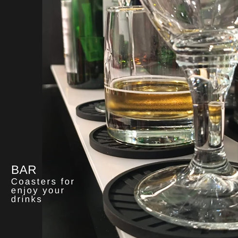 Angardy Homeware Set 6 Silicone Coasters of with Gold Holder - Smart and Modern Design That Holds Your Drinks