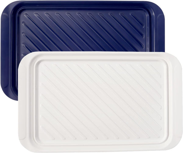 TP Serving Trays with Handles, Set of 2 Melamine Grill Prep and Serving Platters for Outdoor, Parties, and BBQ