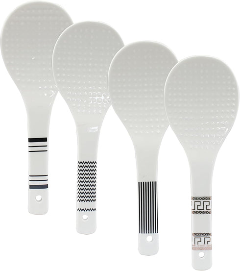 4 Piece Ceramic Rice Paddle Spoon and Spatula Set, Heat Resistant Rice Scooper