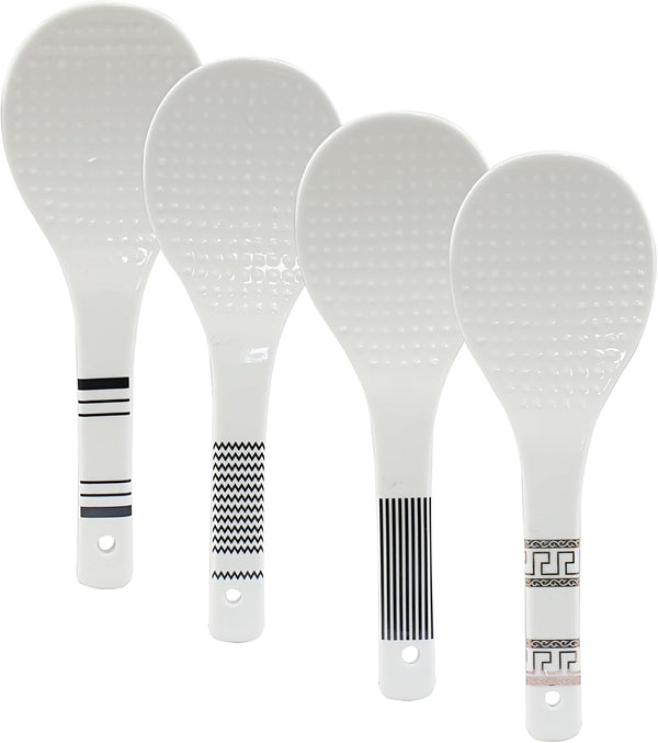 4 Piece Ceramic Rice Paddle Spoon and Spatula Set, Heat Resistant Rice Scooper
