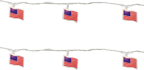 Set 7.5' 10ct Northlight American Flag Indoor Outdoor Patriotic Patio Light - White Wire