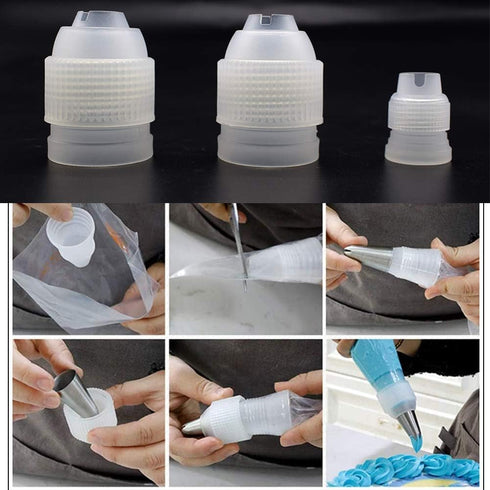 6 Pack Piping Nozzles Coupler, Cake Decorating Tools, 3 Size Couplers for Icing Nozzles