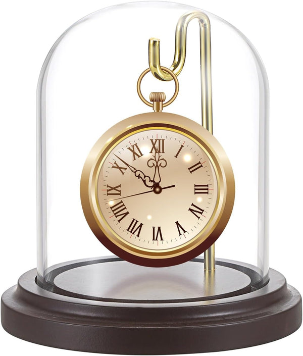 JUXYES Clear Watch Glass Display Dome Cloche With Hook, Dome Cloche with Hook