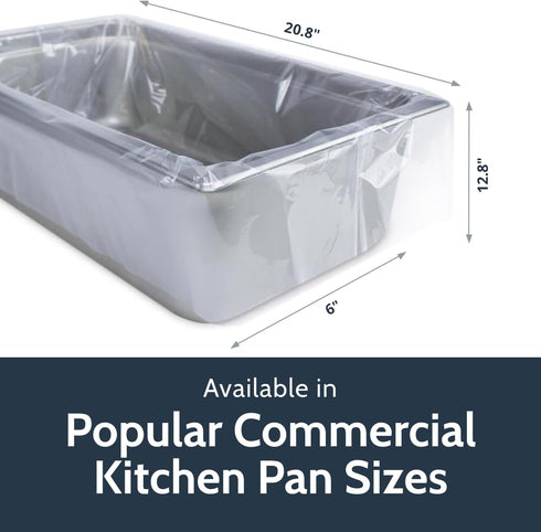 PanSaver Hotel Clear Pan Liners, Disposable Buffet Pan Liners, Ovenable up to 400F, Half Pan Liner - 12.5 x 5.5 in