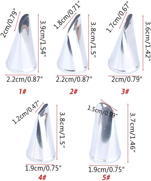 BeeSpring Rose Petal Nozzles - DIY Stainless Steel Icing Piping Tips for Cake Decoration, Ideal Pastry Tools Kit
