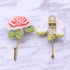 OPENDGO 3PCS Rose Resin Wall Hooks, Wall Mounted Creative Flower Iron Hook for Hanging Coat, Hat, Key, Towel