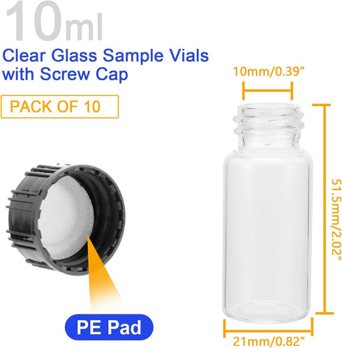 10ml Glass Spice Jars 10 PCS Small Spice Containers Empty Seasoning Storage Bottle For Camping Sample Vials Bottles Spice Bottles