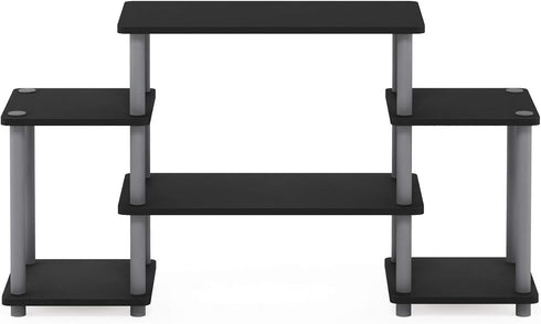 Furinno Tool-Free TV Stand for Entertainment, Black/Grey