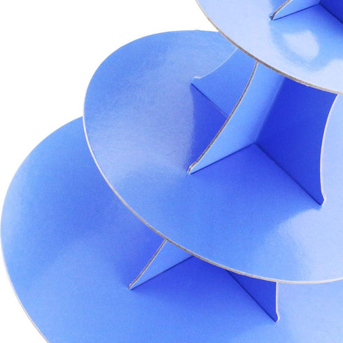 3 Pack 3-Tier Colorful Round Cardboard Cup Cake Holder Stand, Reusable Dessert Tower for Events