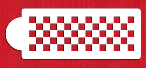 Designer Stencils C721 Checkerboard Cake Stencil Side, Beige/Semi-Transparent