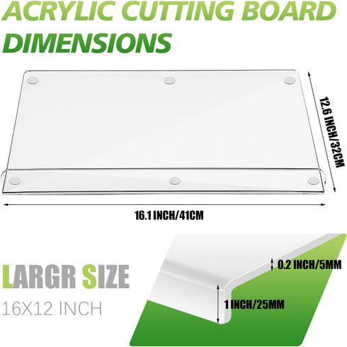 Acrylic Cutting Board with Counter Lip, 2024 Upgraded Thicker Clear Cutting Board, 17X13 Inch for Kitchen