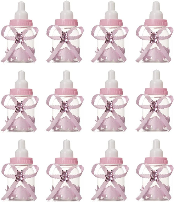 Fannuoncc 12 Pcs Baby Bottle Shower Favor, 3.5-Inch Mini Plastic Candy Bottles for
