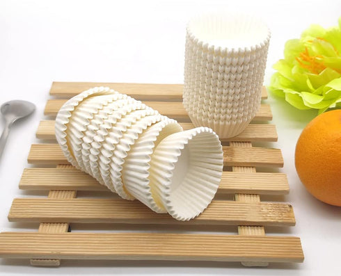 Food Grade Mini Cupcake Liners - 500-Count White Greaseproof Paper Muffin Baking Cups