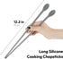 Carrotez Silicone Cooking Chopsticks, Long (12 inch) Reusable Chopsticks for Cooking, Heat Resistant, Non-Scratch, Gentle on Cookware, 1 pair - Modern Grey