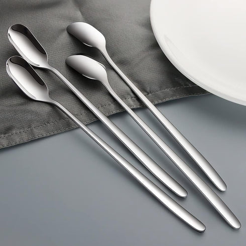 Long Handle Ice Tea Spoons,9.1-Inch Tea Spoons,Coffee Spoon,Ice Cream Spoon,Stainless Steel Long Stirring Spoons Cocktail Mixing Spoons for Cold Drink, Set of 4