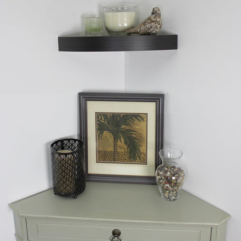 InPlace Shelving Floating Corner Wall Shelf, 191808, 11.8 in D x 2 in H, Espresso