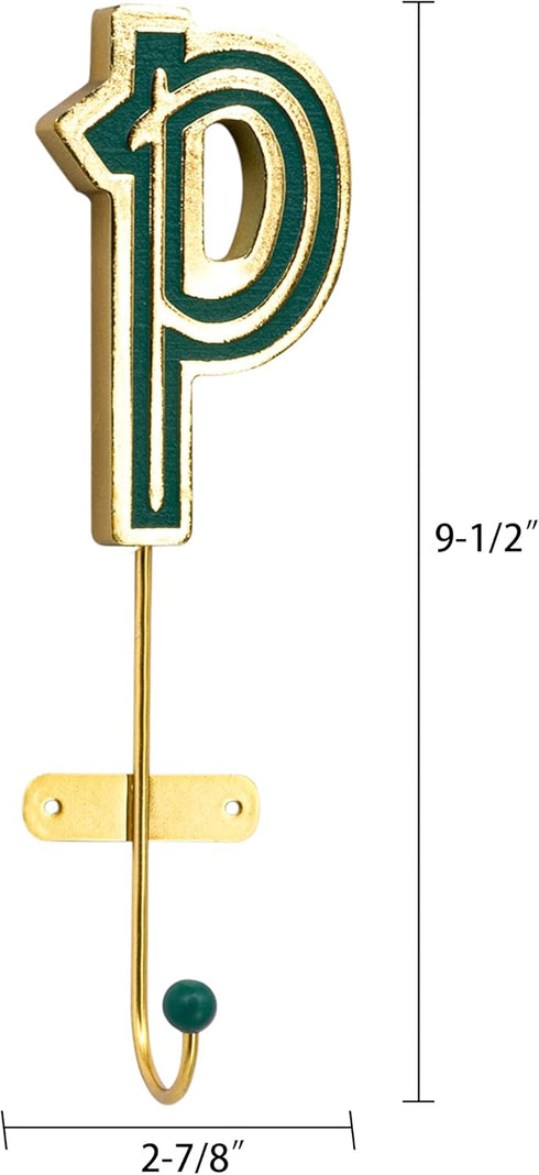 COLLECTIVE HOME Monogram Wall Hooks, Wall Mounted Hooks for Hanging, Decorative Wall Hangers for Coat, Scarf, Bag (P)