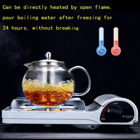 Lead-Free Thicken Glass Teapot Kettle with Removable Stainless Steel Infuser – 33oz / 950mm for Blooming and Loose Leaf