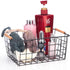 LeleCAT Set of 4 Wire Baskets with Wooden Handles, Wire Storage Organizer Baskets for Household Refrigerator, Cabinets,