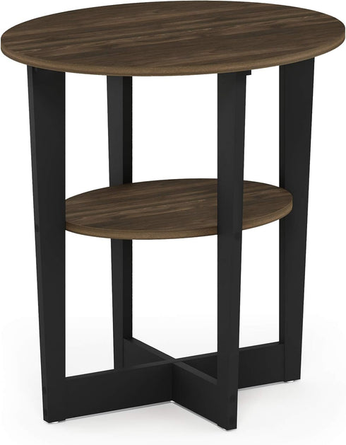 2-Tier Closet, Furinno TIDUR Night Stand, Oval Nightstand with Round Edge Tabletop, Open Shelf Bedside Table, End