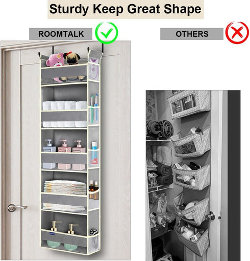 Over The Door Hanging Organizer, 5-Shelves and 10 Side Pockets for Bathroom and Bedroom Storage