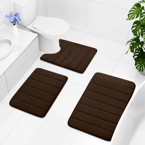 Buganda Bathroom Rug and Mat Set, 2 Piece Memory Foam Bath Mat and U-Shaped Toilet Rug, Soft Non Slip Absorbent
