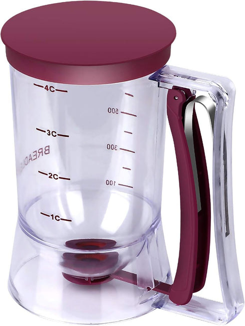 BBSTARZ Pancake Batter Dispenser, 4-Cup with Squeeze Handle & Measuring Marks for Pancakes, Waffles, Muffins