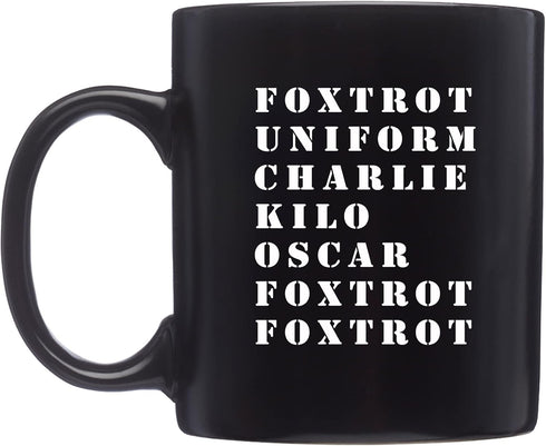 Rogue River Tactical Funny Novelty Coffee Mug, Military Alphabet Foxtrot OFF Black Cup, Great Gift Idea for Military