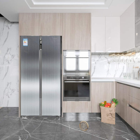 Silver Contact Paper, Thicken Stainless Steel Metallic Waterproof Peel and Stick Wallpaper for Kitchen Cabinets and