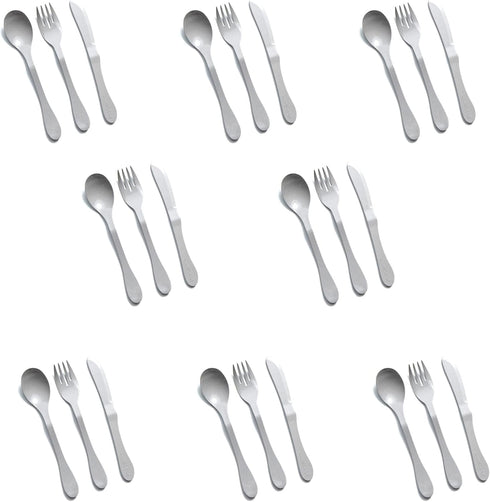 KNORK Eco 24 Piece (Fork, Knife, Spoon) Plant Based CutleryBamboo Reusable Flatware Set, Gray by KNORK