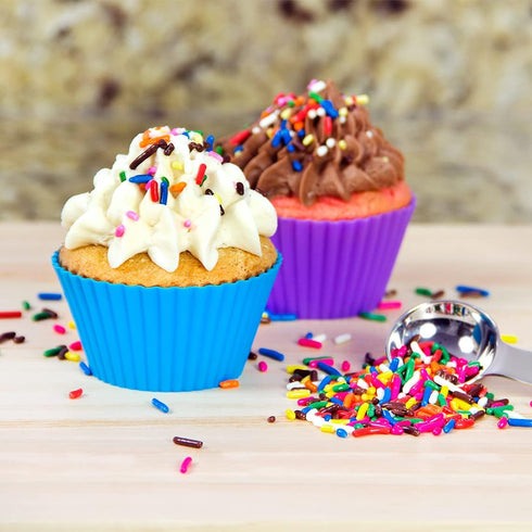 Reusable Silicone Cupcake Liners, Non-Stick Baking Muffins Mold, Set of 12 Kitchen Accessories