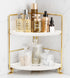 FSyueyun 2-Tier Corner Bathroom Counter Organizer, Tool-Less Installation Vanity Shelf Small Plastics