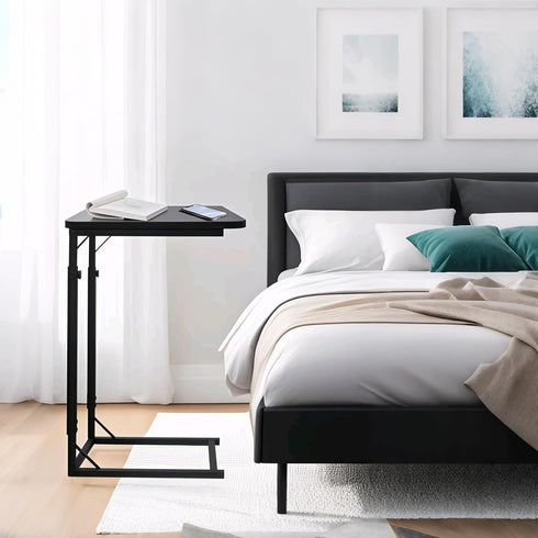 Premium Adjustable C Shaped End Table, Mini Side Tables for Couch and Sofa, Small Coffee Table with Metal Frame