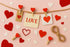 LWR CRAFTS Red Heart Wooden Mini Clothespins, 20 Pieces and Jute Cord, 8ft