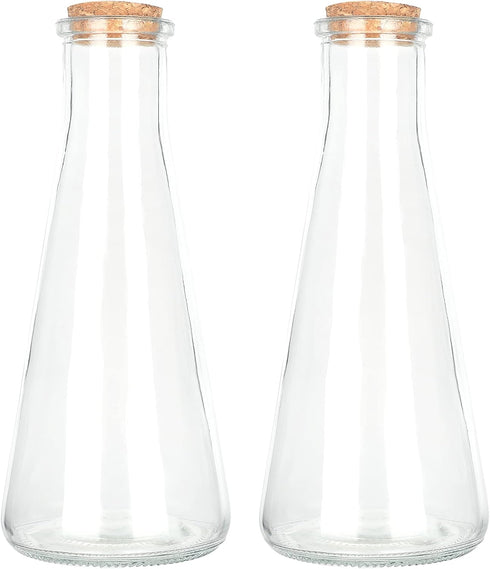 Magic Season Decorative Glass Bottles with Cork Stoppers, 2 Pcs (12 fl oz. Tapered Bottles)