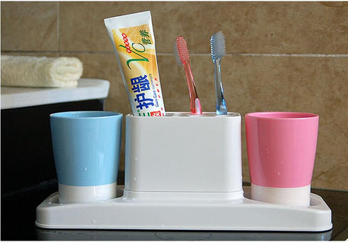Set Eslite Bathroom Toothbrush Toothpaste Stand Organizer Plastic Storage Rack