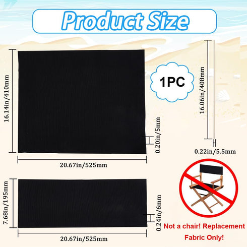 21~16x8~21" GORGECRAFT Directors Chair Covers Canvas Replacement Seat Cover Black Canvas Seat and Back Kit with Wood