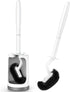 HAMITOR Toilet Bowl Brush Holder Set, Curved Design Holder for Deep Cleaning, Compact Scrubber for Small Spaces