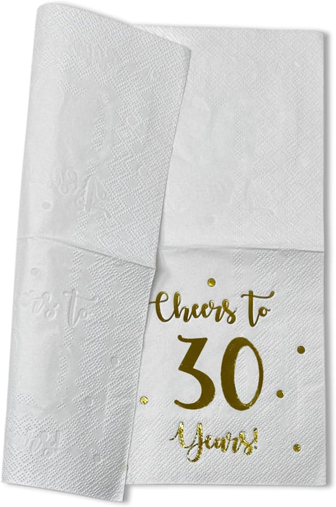 Cheers to 30 Years Cocktail Napkins, Happy 30th Birthday Decorations, 50-Pack