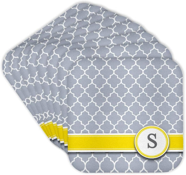 3dRose CST_154585_2 Your Personal Name Initial Letter S Monogrammed Grey Quatrefoil Pattern, Set of 8 Soft Coasters.